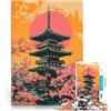 AITEXI puzzle 1000 pezzi per adulti Pagoda giapponese al tramonto, arte minimalista Gioco di famiglia per e offerte come regali per tutta la famiglia 52x38cm