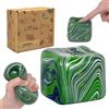 Graphinza Flowing Swirl Cube Sensory Stress Relief Toy for Autism, Large 2.76in Squishy Cube Squeeze Toy by Graphinza, Durable Squeeze Toys for Boys & Girls Age 3+ and Adults (Green)