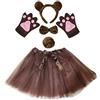 Petitebelle Fascia con papillon e guanti tutù, 5 pezzi, costume da ragazza 1-5 anni (orso)