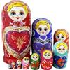 AwnsIMfreien Bambole che nidificano 1 set (10 pezzi) modello ragazza matrioska bambola in legno colorate bambole russe che nidificano giocattoli impilabili per bambini, decorazione della casa, per bambini, russo