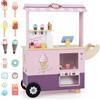 GYMAX Carrello dei Gelati per Bambini, Carrello del Gelato con Macchina Erogatrice, Set Giocattolo di Gelateria, Banco Espositore & Banco di Pagamento, Camion del Gelato in Legno con Ruote (Rosa)