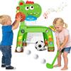 Sitodier 4 in 1, cestino da basket e porta da calcio, giocattolo per bambini, giocattolo per bambini con gioco da golf e gioco di lancio ad anelli, giocattolo dinosauro per bambini 1 2 3 anni, con luce, suono