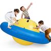 COSTWAY Giostra Gonfiabile a Pianeta per Bambini da 223CM per Inclinare, Arrampicarsi e Saltare con 6 Maniglie Incorporate, Giocattolo Spaziale per Esterno per Bambini dai 5 Anni+ (Giallo+Blu)