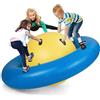 GYMAX Grande Gioco Gonfiabile da Arrampicata, Pallone Gonfiabile con 6 Maniglie, Adatto a 3 Bambini, Capacità di Carico 113 kg, Divertente Gioco da Esterno, Regalo per Bambini 5 Anni+ (Giallo+Blu)
