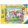 Ravensburger Puzzle per bambini Ravensburger - 13698 unicorni magici - puzzle a forma di unicorno per bambini dai 6 anni in su, con 100 pezzi in formato XXL, incluso libro da colorare