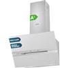 Hyundai Cappa aspirante inclinata 60 cm, vetro bianco, HCDE60DCW00, potenza 831 m3/h, 3 velocità, 2 filtri, 64 dB, livello sonoro, controllo touch, filtri lavabili in lavastoviglie