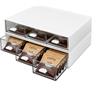 letuxaamz Porta Tisane Bustine, Porta Bustine The e Tisane e Scatola Porta Tisane con Cassetto, Organizzatore Bianco Plastica per The Caffè Zucchero, 21x14x5,8cm Confezione da 2
