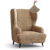 PAULATO BY GA.I.CO. PAULATO - Copripoltrona con Orecchie 1 Posto Wing Chair Elasticizzato in Microfibra, Tessuto Antigraffio Lavabile in Lavatrice, Tecnologia Brevettata WavyTech, Cappuccino - Made in Italy
