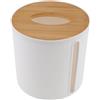 BESPORTBLE Distributore Rotolo Carta Igienica Moderno Coperchio in Bambù e Legno, Contenitore Rotondo Porta Fazzoletti Riutilizzabile per Bagno e Cucina, Organizer Portarotolo Carta da