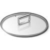 Smeg, Coperchio Piatto CKFL2601 in Vetro Temperato, Diametro 26 cm, Manico in Acciaio Inossidabile, Sfiato Vapore, Compatibile con Prodotti Cookware, 27,5x27,5x5,7 cm