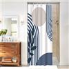Uiiooazy Tenda Doccia Antimuffa, Tenda Doccia Piccola 90x180cm Boho Chic Blu Navy Astratta Grigio Sole Blu Scuro Foglie Tende da Bagno Tessuto Lavabile Impermeabile Tende Vasca da Bagno con 6 Anelli