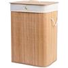 Ainagul Mamatova Cesto Portabiancheria in Bambù con Coperchio 72L - Cesta Biancheria Pieghevole con Sacco Rimovibile Lavabile, Maniglie Laterali - Porta Biancheria Bagno, Lavanderia - 40x30x60 cm