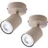 da LIGHT Plafoniera e faretto da parete in stile retrò, GU10, 1 luce, girevole e orientabile, senza lampadine, cappuccino, per soggiorno, camera da letto, cucina e corridoio, 2 pezzi