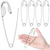 OKINAYO 5 Pezzi Spille di Sicurezza Grandi,Spilla da Balia Grande,13 cm,Metallo,Spillone Grande per Vestiti,per Abbigliamento,Coperte,Portachiavi Fai-Da-Te e Uso Esterno (Argento)