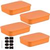 CNKHDZ Set di 4 contenitori con coperchio, contenitori impilabili con coperchio, contenitori in plastica, contenitori per scaffali, cucina, bagno (Arancione, 36.5 * 26 * 7.7cm)