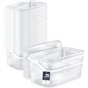BenBow Secchio rettangolare con coperchio 20x 5l trasparente - adatto al contatto con alimenti, contenitore di plastica impilabile con manico - vuoto
