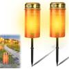 Vaileal Set di 2 lanterne: lampade funebri a energia solare, candele impermeabili per cimitero per uso esterno con sensore di luce, candele funebri con picchetto, 7 x 12 cm