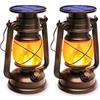 KINGLEAD Lanterna Solare da Esterno Vintage 2 Pezzi, Impermeabile IP65 LED Retrò Con Effetto Fiamme Dimmerabile, per Campeggio