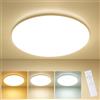 LEZOE Plafoniera LED dimmerabile con telecomando, φ35cm, 36W 4000LM IP54 2700K-6500K, Lampada LED, pannello luminoso da soffitto per ufficio, cucina, soggiorno, camera da letto, bagno ovale