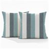ViaElayu Federe Cuscini Divano 40x40 Righe Turchese Blu Primavera Estate Copricuscini Decorativi Moderno Copricuscino Lavabile Vintage Quadrate per Soggiorno Camera Esterni Confezione da 2