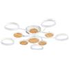 meibeileil Lampadario Led Soffitto Ad Anello Regolabile, Lampadario Camera Da Letto Moderno Per Soggiorno, Montaggio Semi-Flush, Stile Nordico In Legno Con Telecomando. (11 Luci, Bianco).