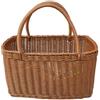 Generic Cesti intrecciati in vimini, cesto portaoggetti in rattan per il mercato, con manici per fiori, cesto portafiori rettangolare portatile, borsa da mano in paglia per frutta e regali, per lo shopping (M