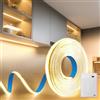 BRIMETI Striscia LED a Batteria COB 5V 2M Blanc Chaud 3000K 320LEDs/M Autoadesiva Flessibile Luminosa Interno Strisce Nastri per Cucina Camera da Letto Armadio Scaffale Decorazioni Casa e Natale