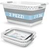 BADIONA Set di 2 Bacinella pieghevole bucato -2x 36 litri & Uso universale I Cesta portabiancheria pieghevole Catino Cesto portabiancheria da stirare Laundry basket Ceste panni grande Cesti