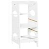 HOMCOM Torre Montessoriana con Altezza Regolabile a 3 Livelli, Torre di Apprendimento per Bambini in Legno, Scaletta per Bambini Bianco