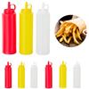 Relaxdays Set da 18 bottiglie Squeeze, salse, rosso/giallo/bianco | con dosatore a pressione, ricaricabile, per uso domestico e nella ristorazione, 400 ml
