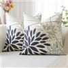 Artscope 2 Pezzi Dalia Floreale Blu Grigio Chiaro Federe Cuscini Geometrico 45x45cm, Primavera Cuscino Boemia Fiori Decorativo in Lino per la Decorazione Domestica Soggiorno Camera da Letto Divano
