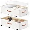 KitHero Confezione da 2 contenitori per scarpe da 60 l, con ruote, con coperchio trasparente, 26 cm, per riporre stivali, trapunte, maglioni, colore: bianco