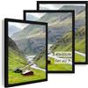 QPQIYIY Cornici 40x50 cm Set da 3, Cornici Nere in Legno Composito, Cornice 40 x 50 cm per Foto, Stampe e Poster