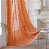 Sutuo Home - Tende Boho per Camera da Letto, con Drappeggi in Lino a Quadri a Maglia Leggera, con Nappe in Stile Fattoria, Tasca per Bastoncino, Ricamo Bohemian, per Decorazione Autunnale e di