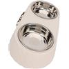 Generic Ciotole Doppie per Animali Domestici Antiscivolo in Acciaio Inossidabile con Supporto Decorativo Bowknot per Cani Gatti, Ciotole per Acqua per Alimenti Facili da Pulire per Animali di (Beige)