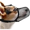 JOYPAWS Museruola traspirante e morbida per cani di piccola taglia - Anti-abbaio e anti-morso, museruola riflettente e regolabile a cestello con rete in mesh per carlino nero taglia S