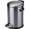 Fackelmann Paris, pattumiera a pedale da 3 l, in acciaio inox opaco, elegante pattumiera in acciaio inox opaco, supporto per sacchetti integrato, 2 maniglie per il trasporto, adatto per bagno e WC