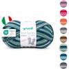 120 Gründl Lana Hot Socks Como - Gomitolo di lana per calze, 4 strati, 1 gomitolo da 100 g/420 m (75% lana vergine (superwash), 25% poliammide), colore: verde lime e bianco