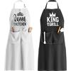 JDNFYGX Set di grembiuli King & Queen, regali di Natale per marito, moglie, divertenti regali da cucina per coppie, regali di anniversario di matrimonio per lui lei, regali di San Valentino per fidanzato