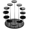 QWORK Espositori rotondi in acrilico, espositori a 12 ripiani per gioielli, anelli, orecchini, mini statuette, nero