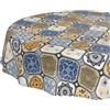 ANRO Tovaglia cerata, lavabile, facile da pulire, impermeabile, effetto loto, rotonda, 140 cm