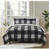 Sweet Home Collection Set alternativo ultra morbido e lenzuola di lusso, poliestere, plaid di bufalo nero/grigio, completo