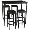 yelloo - Set tavolo Alto e spazioso con 4 sgabelli bar per Cucina, tavolo da cucina, adatto da interno o esterno solo sotto gazebo tenda terrazza (PARIS 110x66 cm Nero)