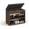 KOMTO Scarpiera Ingresso con Seduta - Panca Noce Porta Scarpe con Coperchio, Panchina Scarpiera, Panca da Ingresso, Mobile Portascarpe Salvaspazio | Sofia 60 x 48 x 32 cm