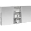 vidaXL Set di Armadi da Bagno con lo scaffale 3 pcs 140 x 14,5 x 70 cm, Mobile per bagno, specchio LED rettangolare, unità appesa, organizer moderno, salvaspazio