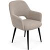 Cribel Giselle Set 2 Poltrone Aragon Tortora con Gambe Nere 60x57x83 | Set 2 poltrone Giselle in tessuto Aragon tortora, seduta imbottita, schienale avvolgente e gambe nere, 60 x 57 x 83 cm.