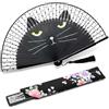 RICUHJIAJU Ventaglio Pieghevole da Borsetta, Ventagli Pieghevoli Mano Gatto Nero, Ventaglio Estate, Ventagli Matrimonio per Donna per ballare foto puntelli decorazione da parete accessori da sposa (Nero-A)