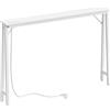 YATINEY Tavoli Consolle Ingresso Stretto 120 cm, Tavoli da Divano Ultrasottile con Stazione di Ricarica, per Ingresso, Corridoio, Dietro Divano, Bianco, XCT05CWW