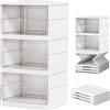 PAIDE P Scarpiera Salvaspazio Pieghevole. Scaffale Plastica Organizzatore di Scarpiere Per Ingresso, Armadio e Corridoio. Scatole Porta scarpe Impilabili Con Porta Calamitata. (3 Compt)