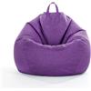 Treer Fodera per Pouf a Sacco Contenitore Tinta Unita Copertura per Poltrona Sacco Senza Imbottitura, Lino Pouf a Forma di Pera Bean Bag Cover con Cerniera (120x160 cm,Viola)